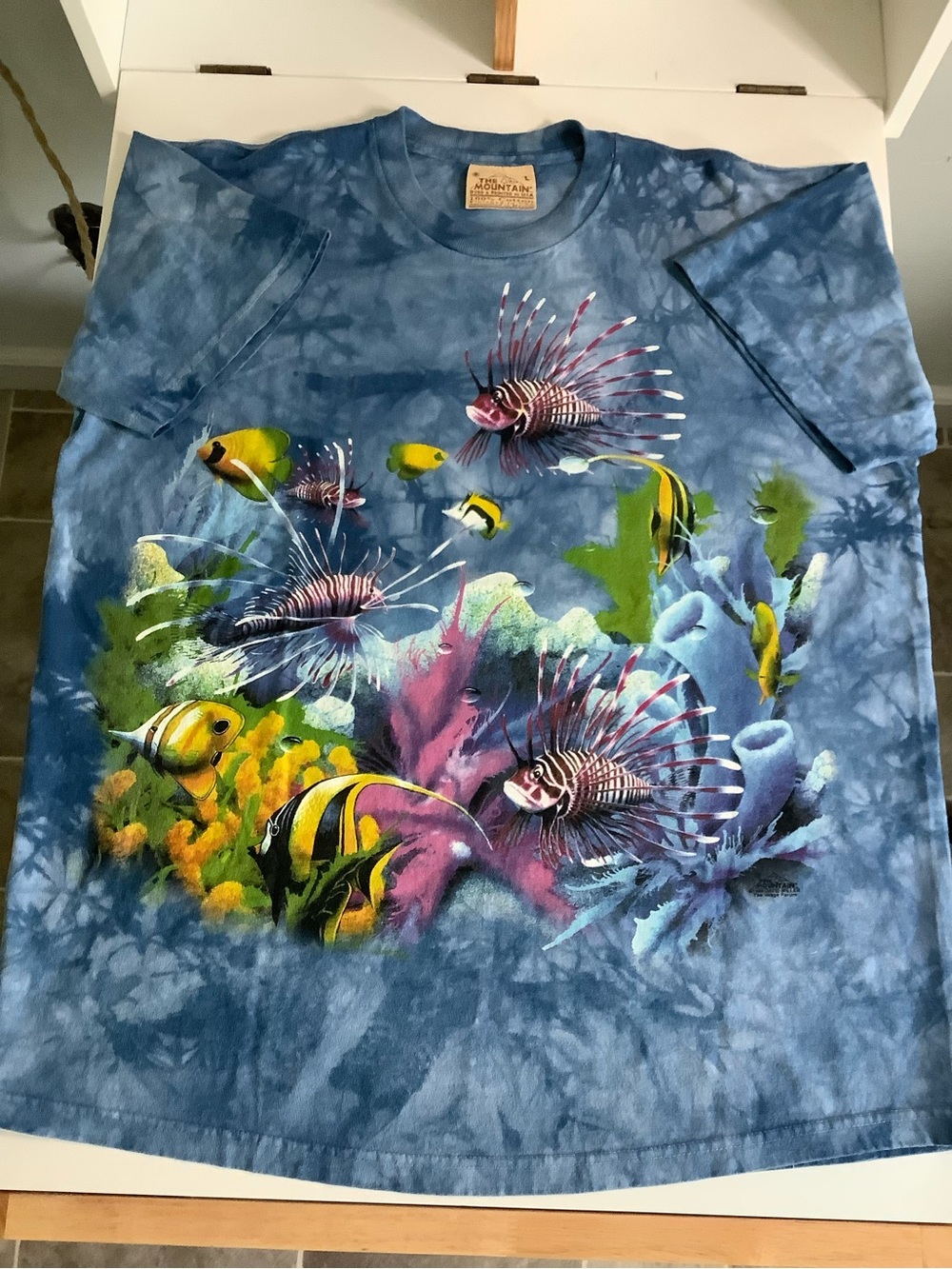 The Mountain Blue Tie-Dye Tropical Fish & Coral Graphic Tee